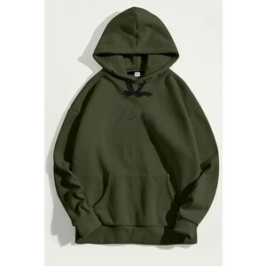 Mikina s Kapucí, Barva Khaki, s Potiskem Hedrix Logo Grey obraz