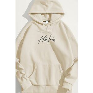 Mikina s Kapucí, Barva Ekru, s Potiskem Hedrix Logo Grey obraz