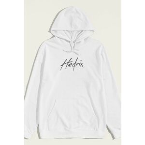 Mikina s Kapucí, Barva Bílá, s Potiskem Hedrix Logo Grey obraz