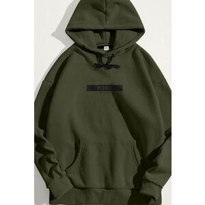 Mikina s Kapucí, Barva Khaki, s Potiskem Discreet Hedrix Logo obraz