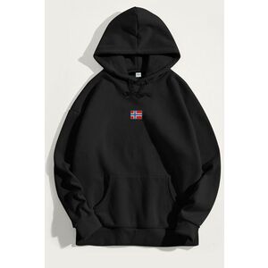 Mikina s Kapucí, Barva Černá, s Potiskem Norwegian Flag Centered obraz