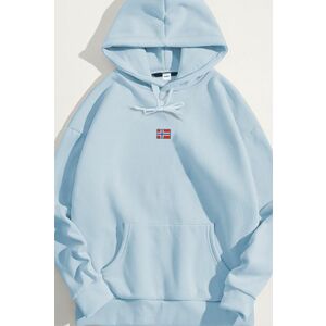 Mikina s Kapucí, Barva Nebesky Modrá , s Potiskem Norwegian Flag Centered obraz