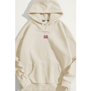 Mikina s Kapucí, Barva Ekru, s Potiskem Norwegian Flag Centered obraz