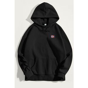 Mikina s Kapucí, Barva Černá, s Potiskem Norwegian Flag Minimal obraz