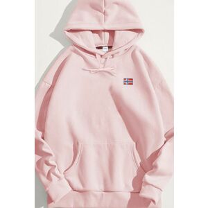 Mikina s Kapucí, Barva Růžová, s Potiskem Norwegian Flag Minimal obraz