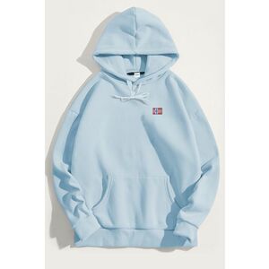 Mikina s Kapucí, Barva Nebesky Modrá , s Potiskem Norwegian Flag Minimal obraz