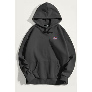 Mikina s Kapucí, Barva Železitě Šedá, s Potiskem Norwegian Flag Minimal obraz