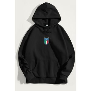 Mikina s Kapucí, Barva Černá, s Potiskem Calcio obraz