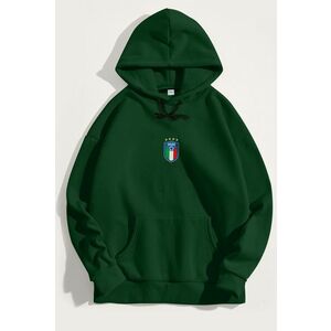 Mikina s Kapucí, Barva Zelená, s Potiskem Calcio obraz