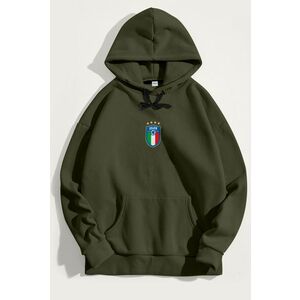 Mikina s Kapucí, Barva Khaki, s Potiskem Calcio obraz