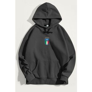 Mikina s Kapucí, Barva Železitě Šedá, s Potiskem Calcio obraz