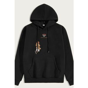 Mikina s Kapucí, Barva Černá, s Potiskem Champion Mindset Teddy obraz