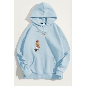 Mikina s Kapucí, Barva Nebesky Modrá , s Potiskem Champion Mindset Teddy obraz