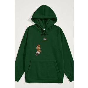 Mikina s Kapucí, Barva Zelená, s Potiskem Champion Mindset Teddy obraz