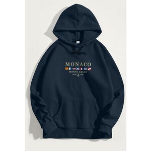 Mikina s Kapucí, Barva Modrá, s Potiskem Monte Carlo obraz