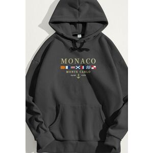 Mikina s Kapucí, Barva Železitě Šedá, s Potiskem Monte Carlo obraz