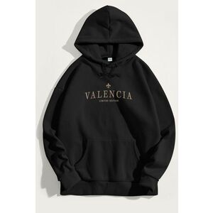 Mikina s Kapucí, Barva Černá, s Potiskem Valencia Limited obraz