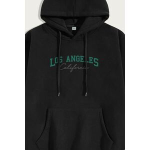 Mikina s Kapucí, Barva Černá, s Potiskem Los Angeles California obraz