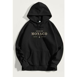 Mikina s Kapucí, Barva Černá, s Potiskem Monaco obraz