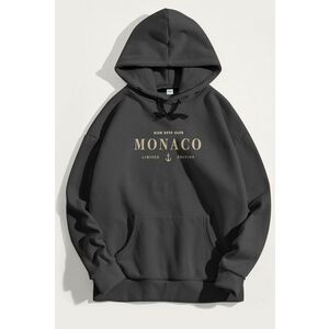 Mikina s Kapucí, Barva Železitě Šedá, s Potiskem Monaco obraz