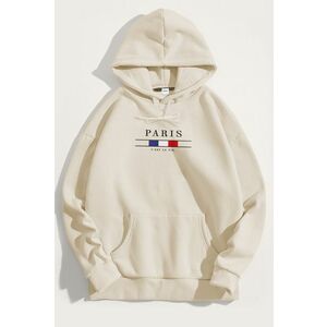 Mikina s Kapucí, Barva Ekru, s Potiskem Paris La Vie obraz