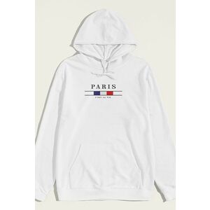 Mikina s Kapucí, Barva Bílá, s Potiskem Paris La Vie obraz