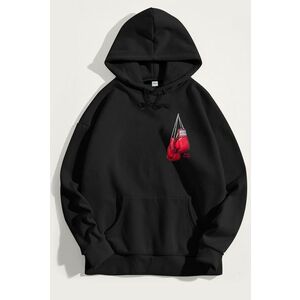 Mikina s Kapucí, Barva Černá, s Potiskem Boxing Legend obraz