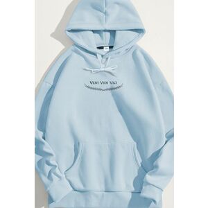 Mikina s Kapucí, Barva Nebesky Modrá , s Potiskem Veni Vidi Vici obraz