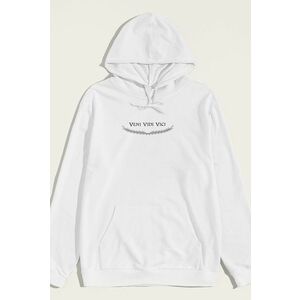 Mikina s Kapucí, Barva Bílá, s Potiskem Veni Vidi Vici obraz