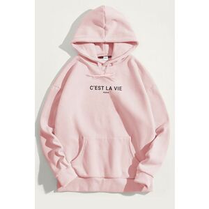 Mikina s Kapucí, Barva Růžová, s Potiskem C Est La Vie obraz