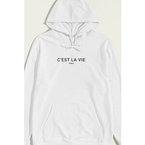 Mikina s Kapucí, Barva Bílá, s Potiskem C Est La Vie obraz