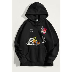 Mikina s Kapucí, Barva Černá, s Potiskem Creative Rebel obraz