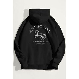 Mikina s Kapucí, Barva Černá, s Potiskem Antisocial Club obraz