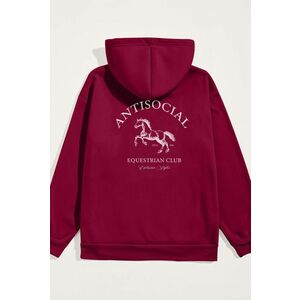Mikina s Kapucí, Barva Bordó, s Potiskem Antisocial Club obraz