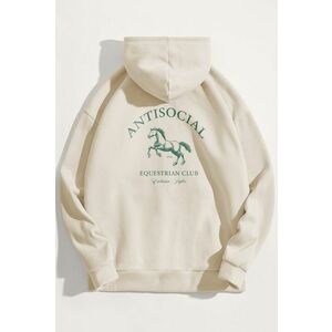 Mikina s Kapucí, Barva Ekru, s Potiskem Antisocial Club obraz