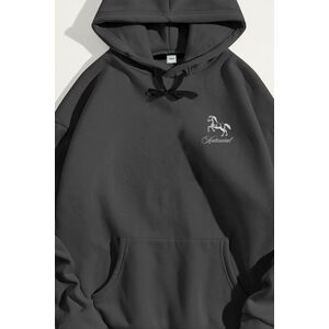 Mikina s Kapucí, Barva Železitě Šedá, s Potiskem Antisocial Club obraz