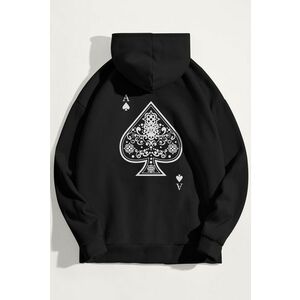 Mikina s Kapucí, Barva Černá, s Potiskem Huge Ace obraz