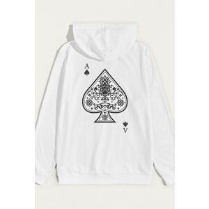 Mikina s Kapucí, Barva Bílá, s Potiskem Huge Ace obraz