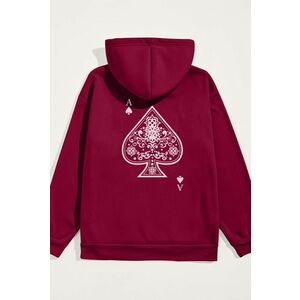 Mikina s Kapucí, Barva Bordó, s Potiskem Huge Ace obraz