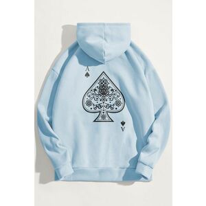 Mikina s Kapucí, Barva Nebesky Modrá , s Potiskem Huge Ace obraz