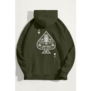 Mikina s Kapucí, Barva Khaki, s Potiskem Huge Ace obraz