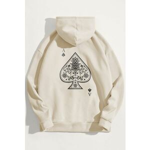 Mikina s Kapucí, Barva Ekru, s Potiskem Huge Ace obraz