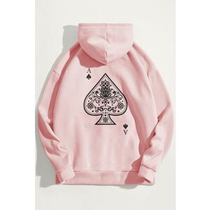 Mikina s Kapucí, Barva Růžová, s Potiskem Huge Ace obraz
