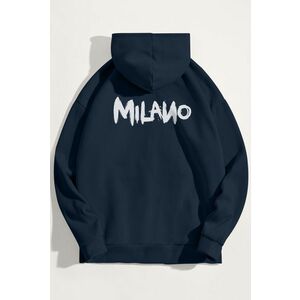 Mikina s Kapucí, Barva Modrá, s Potiskem Milano obraz