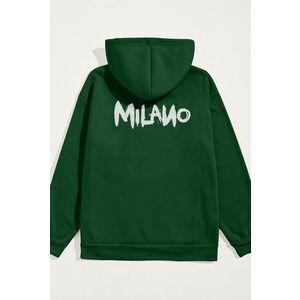 Mikina s Kapucí, Barva Zelená, s Potiskem Milano obraz