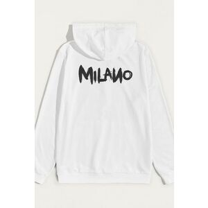 Mikina s Kapucí, Barva Bílá, s Potiskem Milano obraz