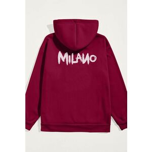 Mikina s Kapucí, Barva Bordó, s Potiskem Milano obraz