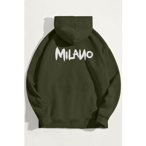 Mikina s Kapucí, Barva Khaki, s Potiskem Milano obraz