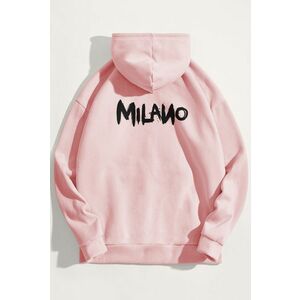 Mikina s Kapucí, Barva Růžová, s Potiskem Milano obraz