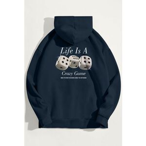 Mikina s Kapucí, Barva Modrá, s Potiskem Life Is A Game obraz